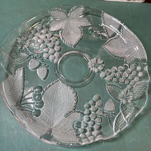 Large Platter Mikasa Chablis Glass Pattern With Frosted Fruit And Leaves